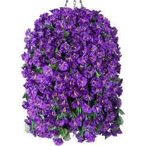 Artificial Faux Hanging Flowers Plants Basket for Outdoor Outside Porch Decor